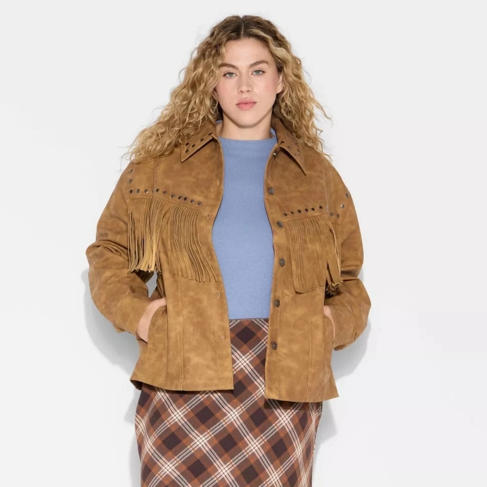 NWT Brown Suede Western Jacket W/Fringes Size 3X